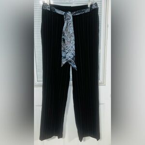 Scott Taylor Women's Brown Pinstripe Wide-Leg Trousers with Paisley Sash